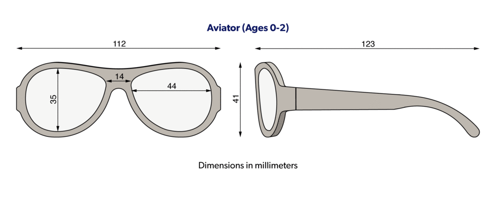 Babiators Aviator Sunglasses Junior Dimensions