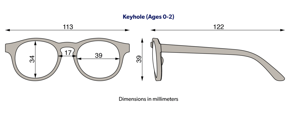 Babiators Keyhole Sunglasses Junior Dimensions