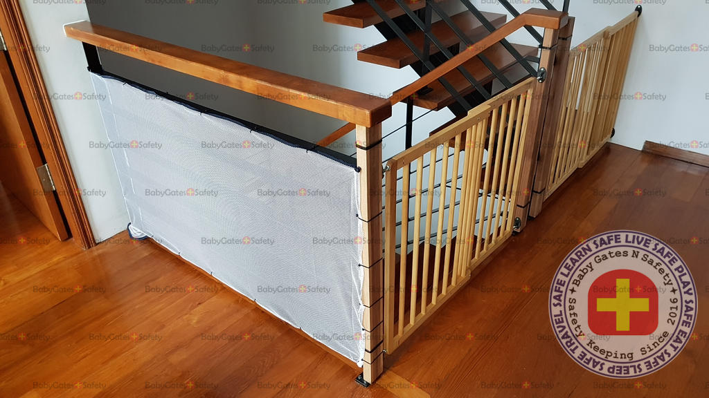 Childproofing railing with netting prevents accidents